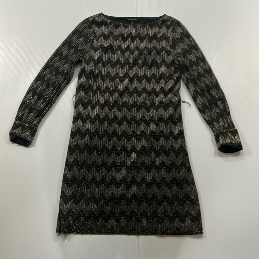 91. Women’s Banana Republic Black and Silver Chevron Dress (S)